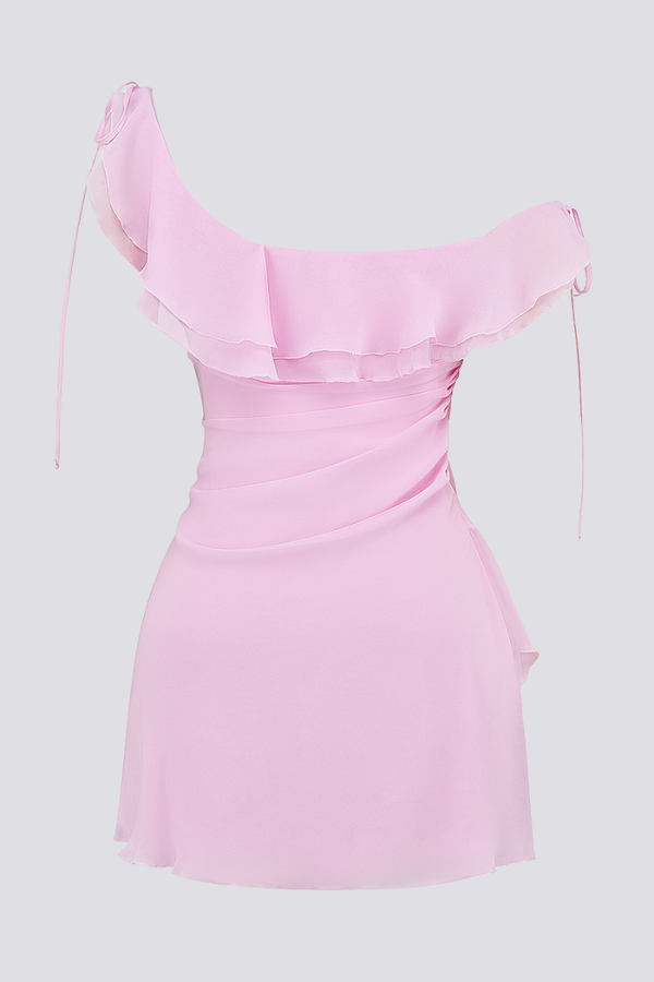 Anissa Off Shoulder Ruffle Mini Dress-ROVOLE