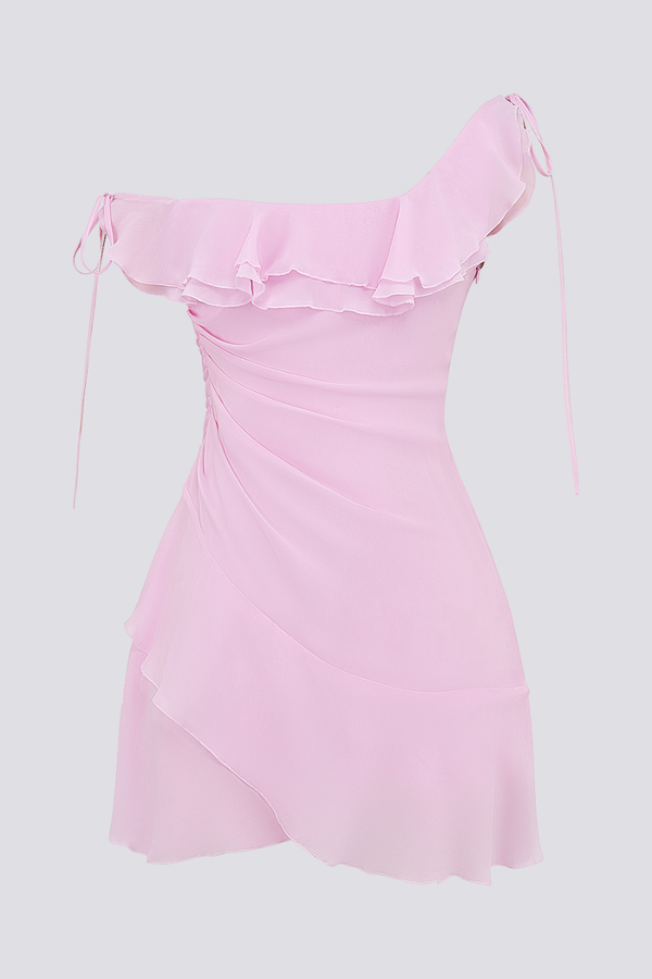 Anissa Off Shoulder Ruffle Mini Dress-ROVOLE
