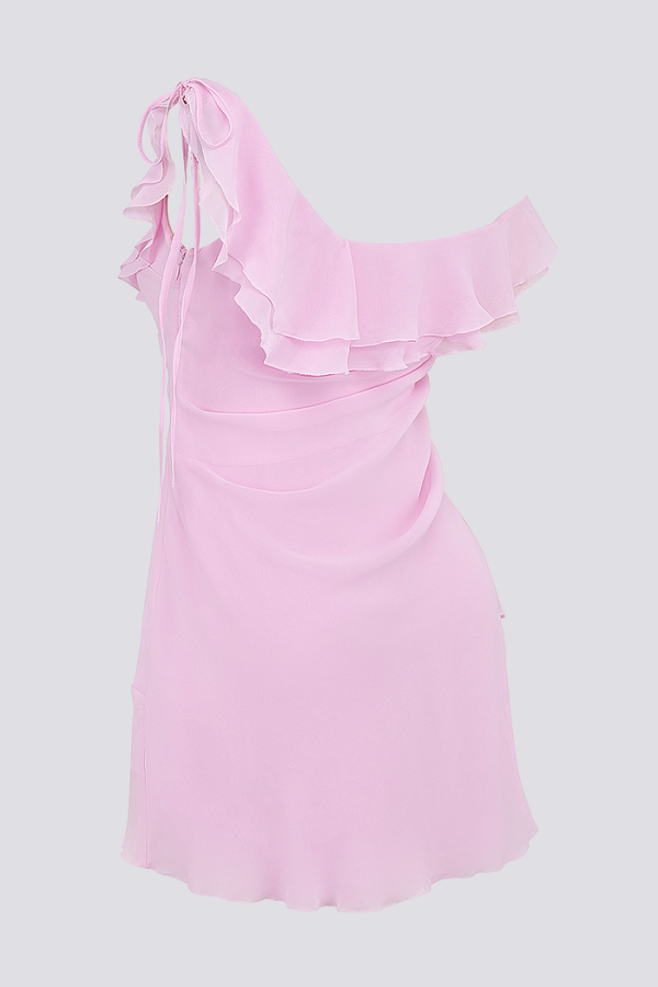 Anissa Off Shoulder Ruffle Mini Dress-ROVOLE