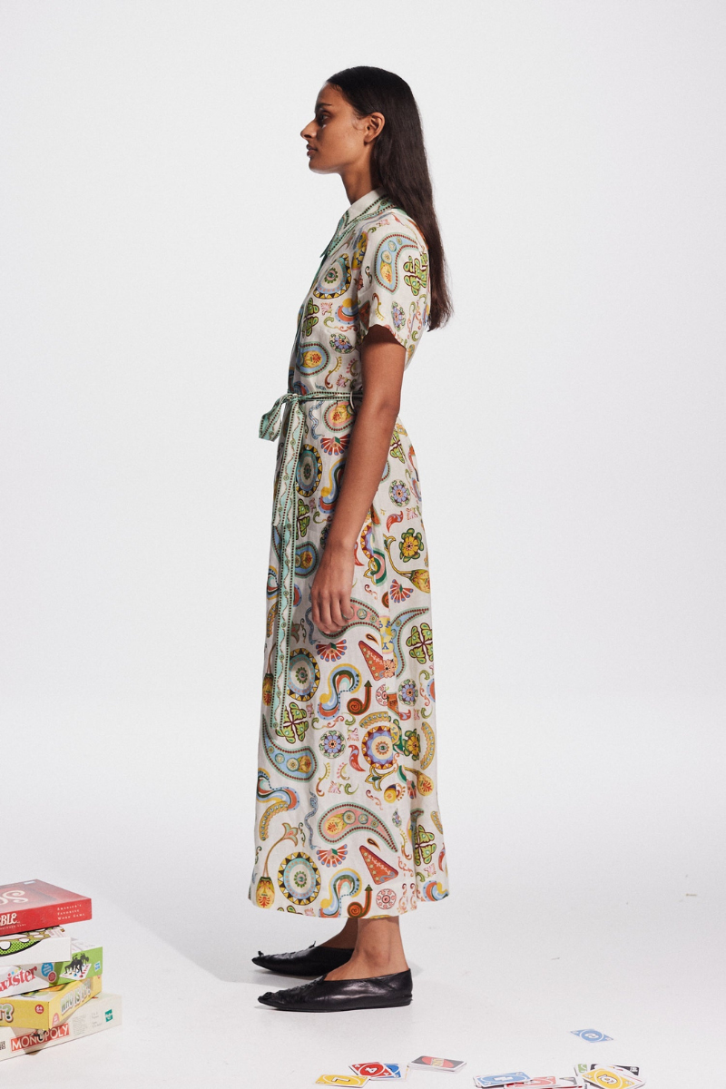 Anouche Short Sleeve Paisley Maxi Dress-ROVOLE