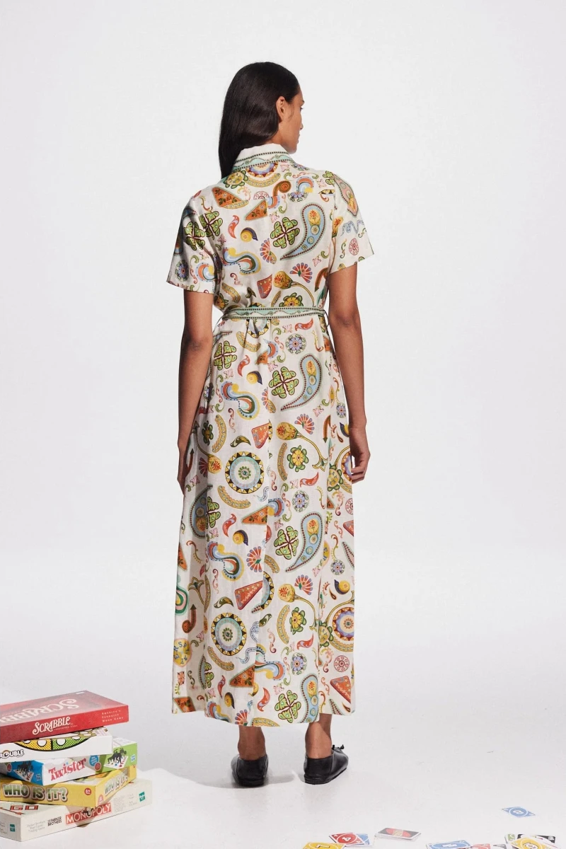 Anouche Short Sleeve Paisley Maxi Dress-ROVOLE