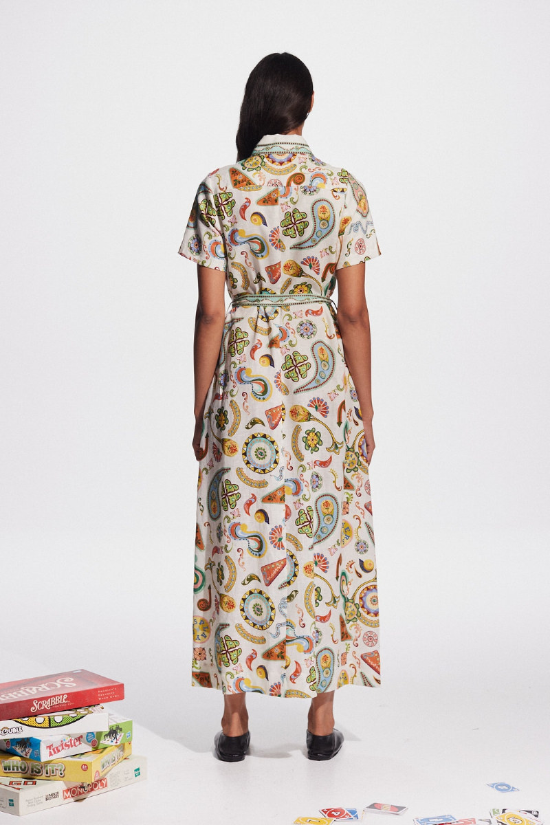 Anouche Short Sleeve Paisley Maxi Dress-ROVOLE