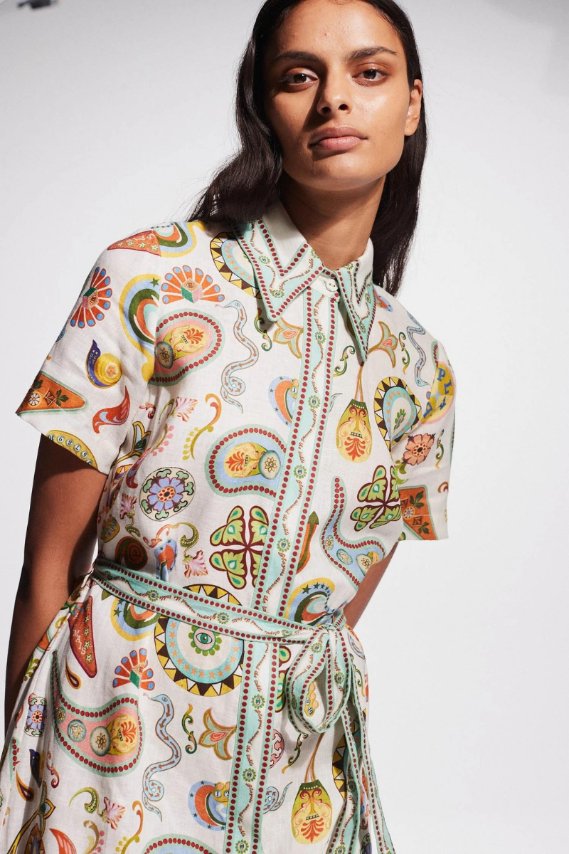 Anouche Short Sleeve Paisley Maxi Dress-ROVOLE