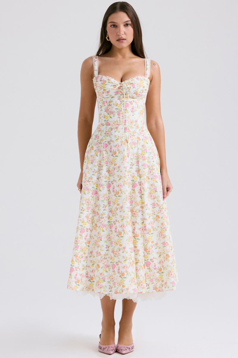 Athénaïs Floral Ruched Maxi Dress-ROVOLE