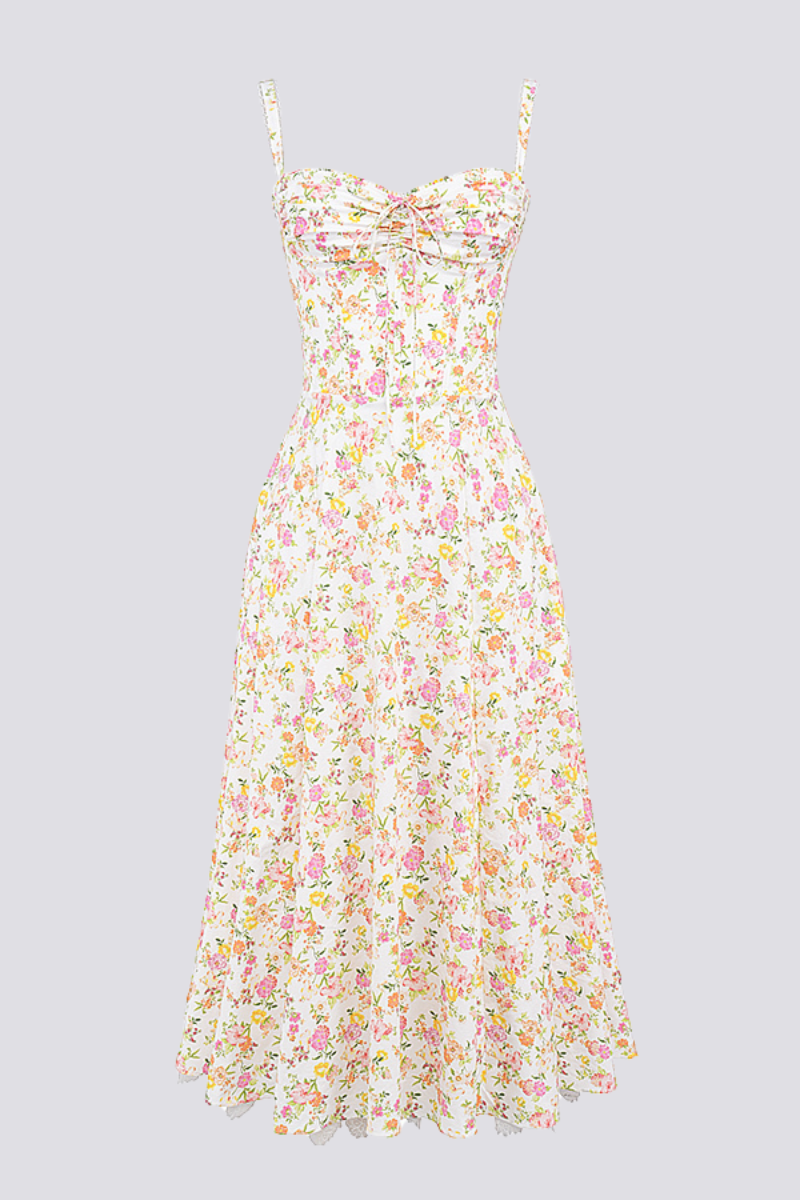 Athénaïs Floral Ruched Maxi Dress-ROVOLE
