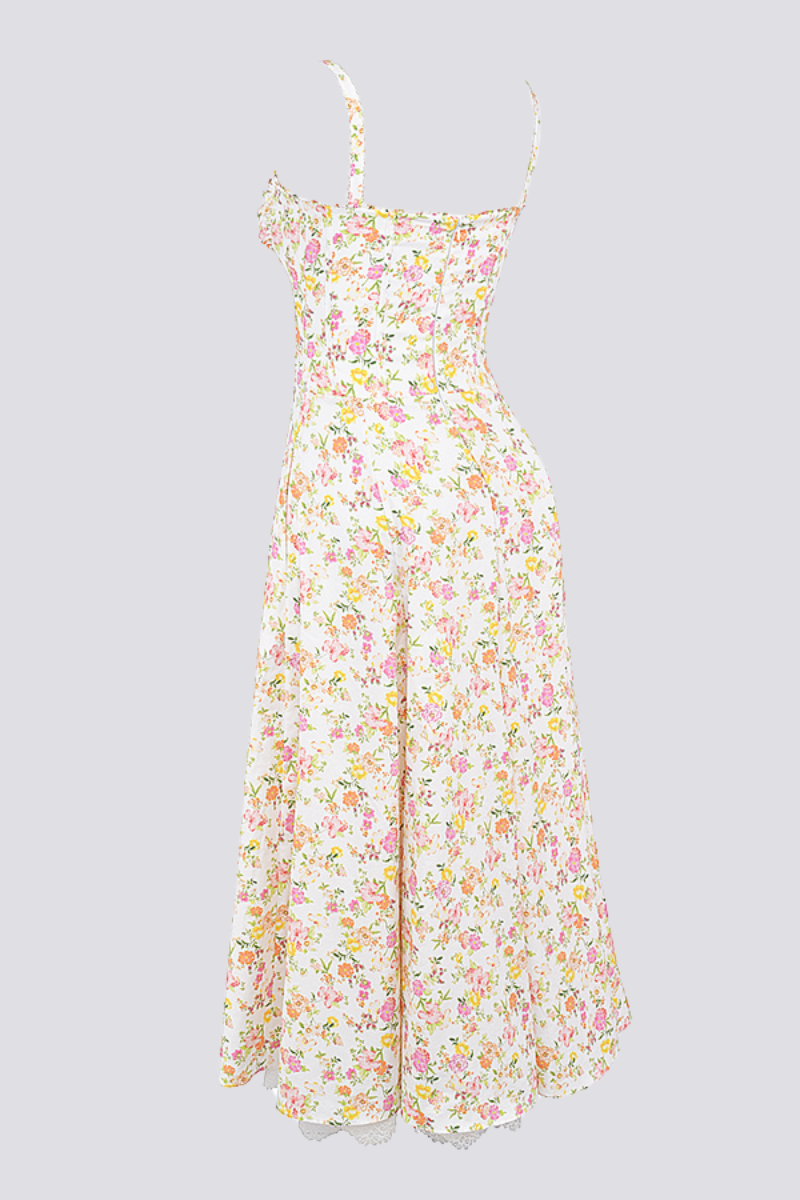 Athénaïs Floral Ruched Maxi Dress-ROVOLE