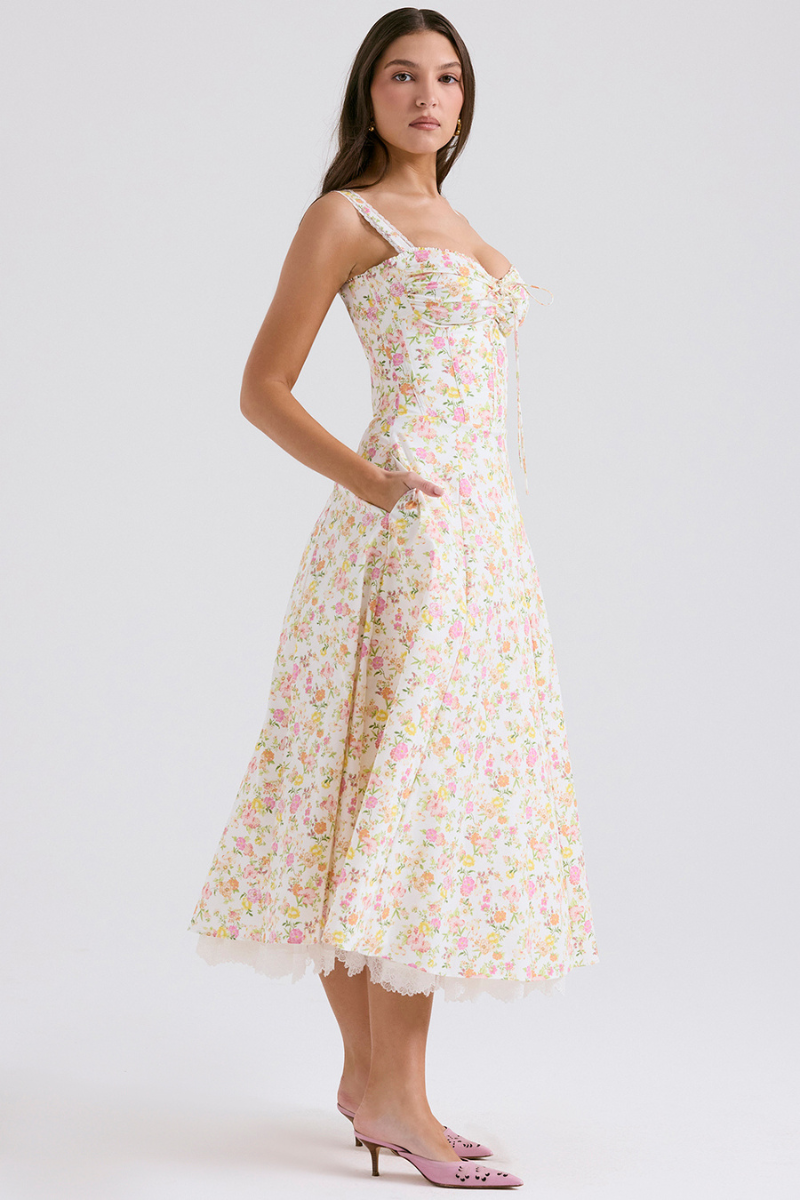 Athénaïs Floral Ruched Maxi Dress-ROVOLE