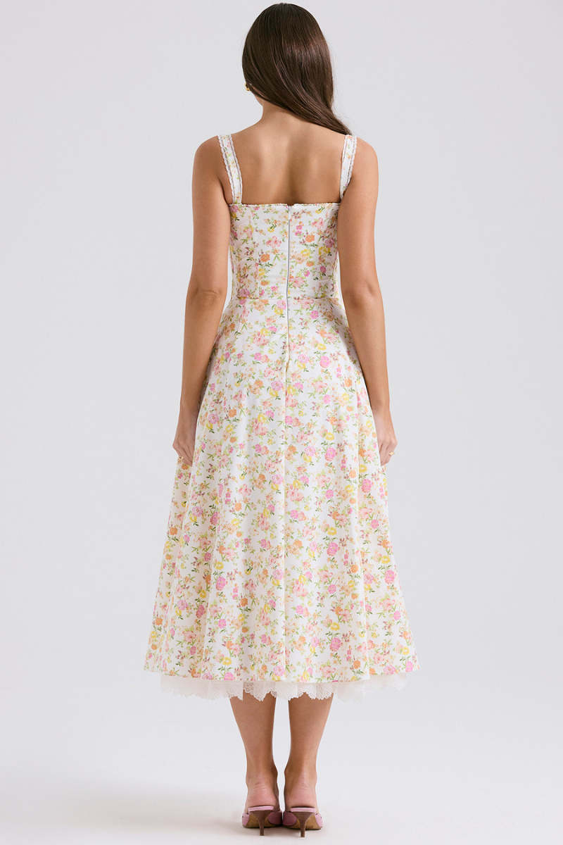 Athénaïs Floral Ruched Maxi Dress-ROVOLE
