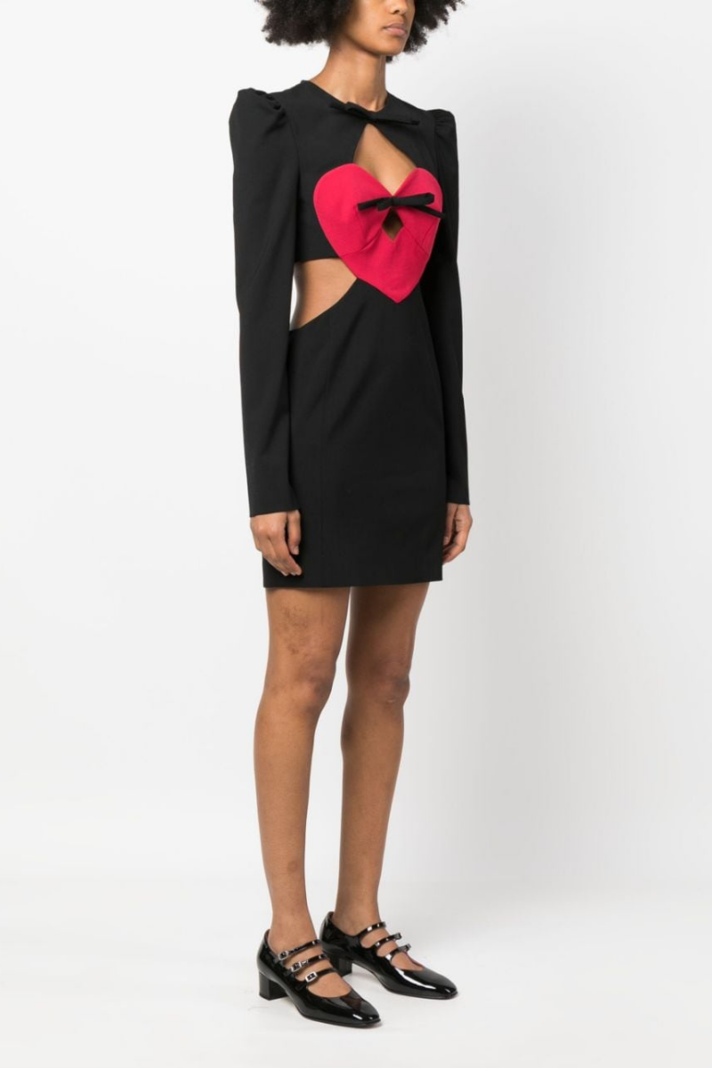 Azura Long Sleeve Bow Cutout Mini Dress-ROVOLE