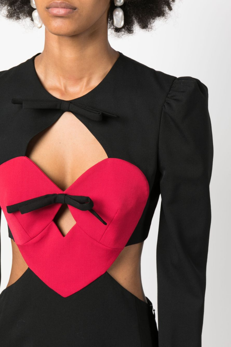 Azura Long Sleeve Bow Cutout Mini Dress-ROVOLE