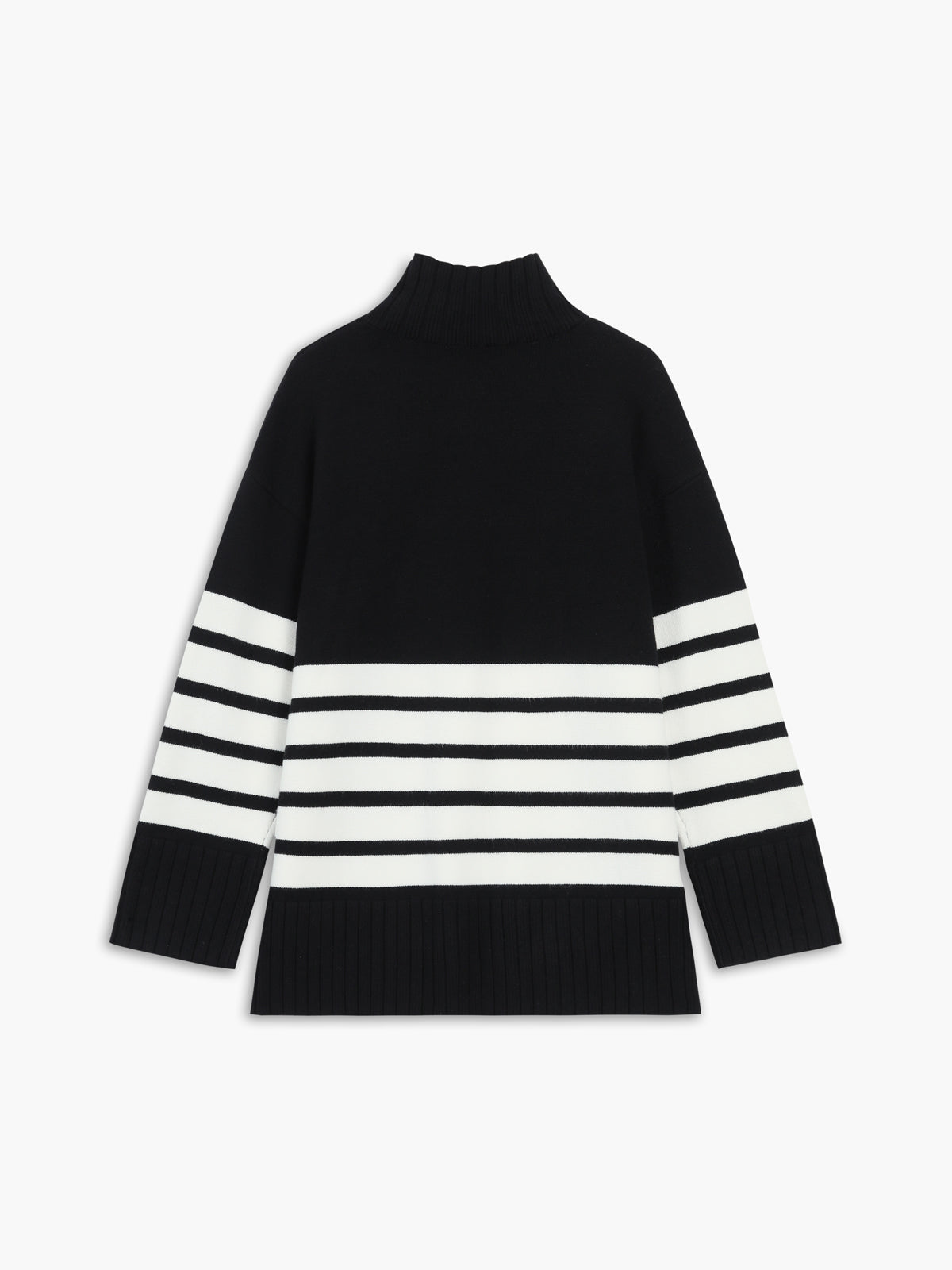 Miss Paris Mock Neck Stripe Sweater-Massicos