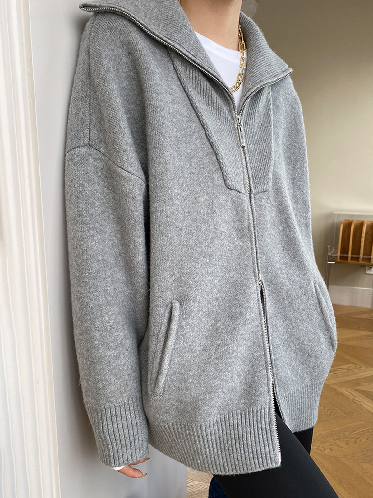 Oversized Open Collar Cardigan-Massicos