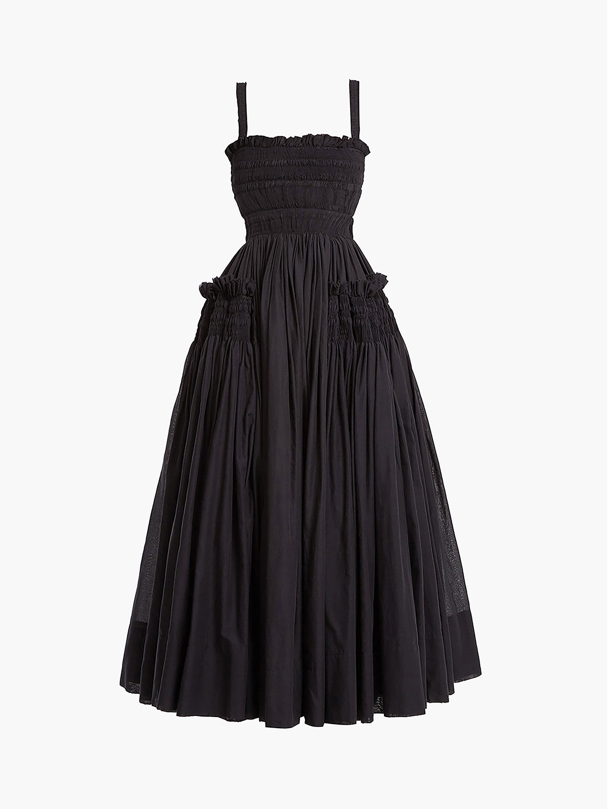 Shirred Pleated Cami Long Dress-Massicos