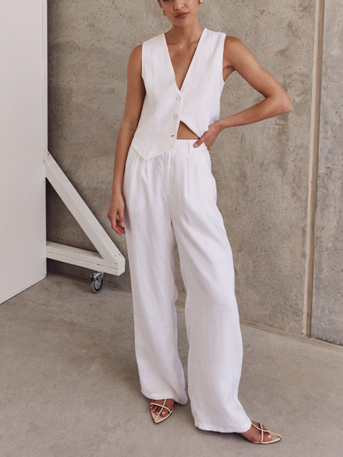 Cotton Casual Pants Set-Massicos