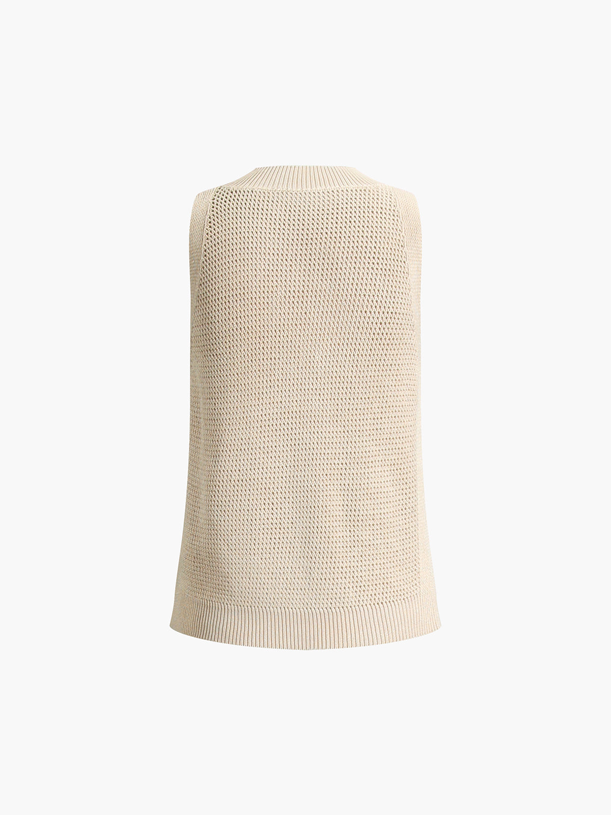 Knit Hollow Solid Tank Top-Massicos