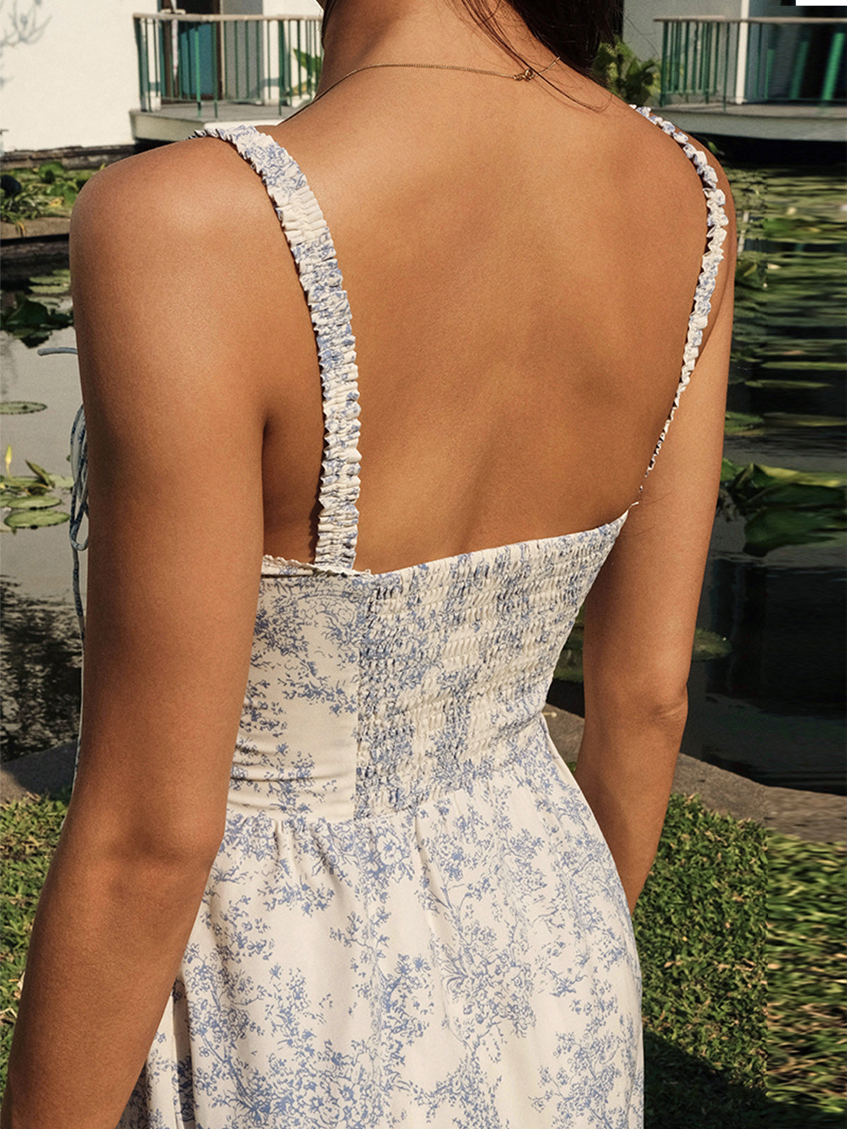 Sapphire Garden Floral Cami Midi Dress-Mesadic