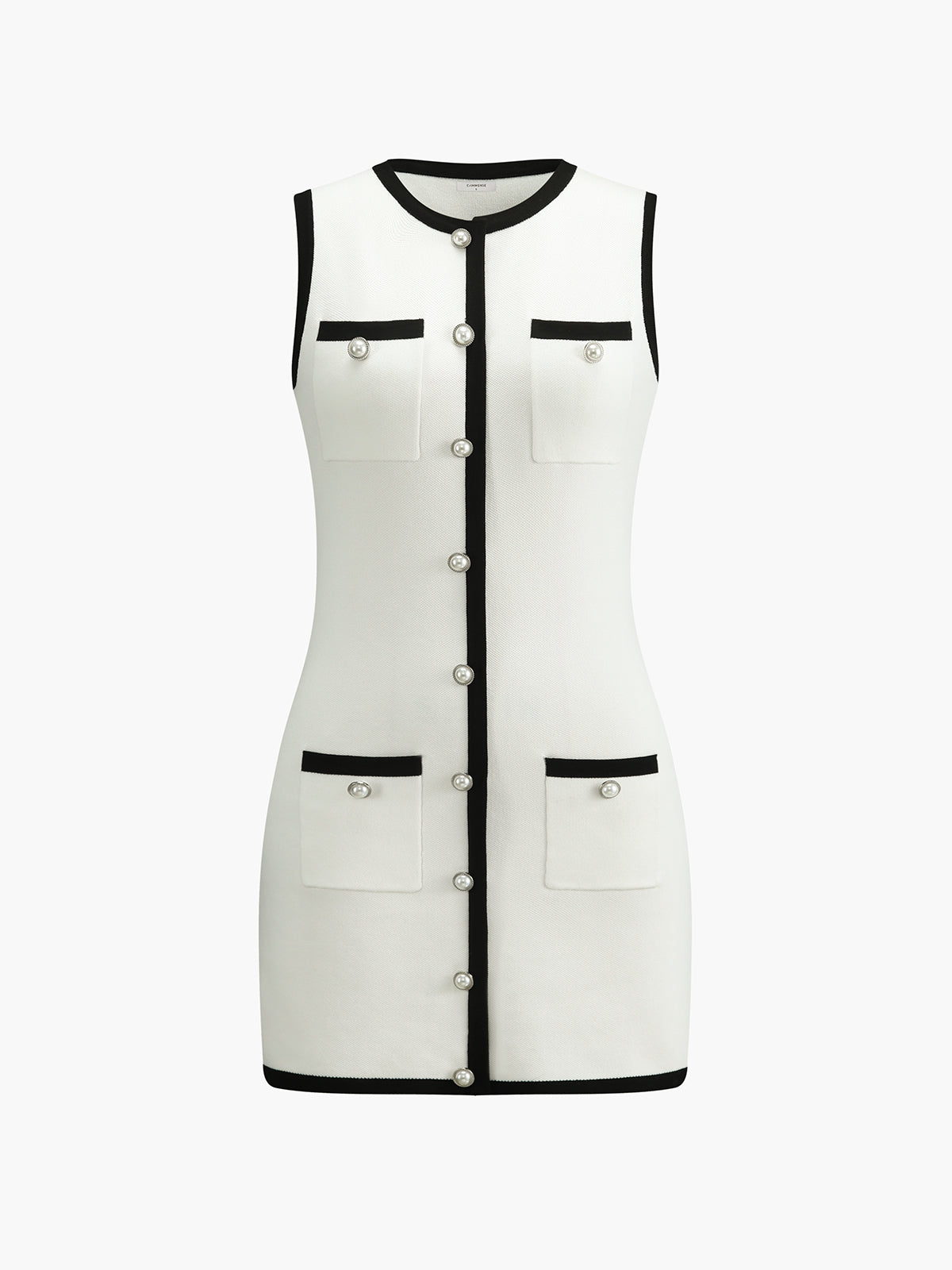 Multi Pocket Button Sleeveless Short Sweater Dress-Massicos