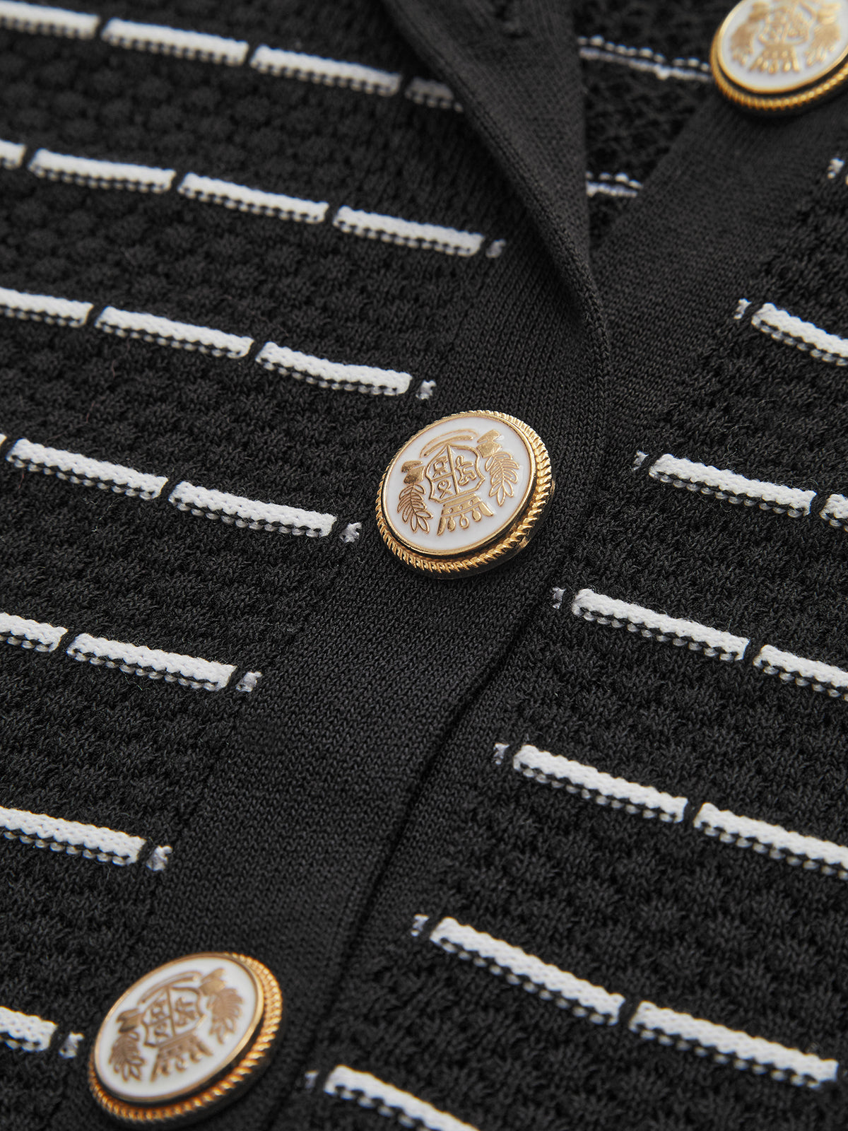 Striped Metal Button Long Sweater Dress-Mesadic