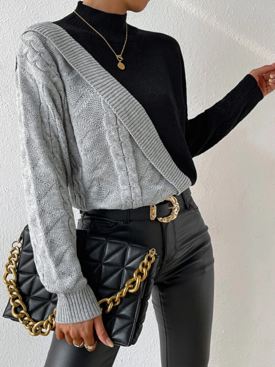 Fashion Color Block Pullover Sweater-ROVOLE