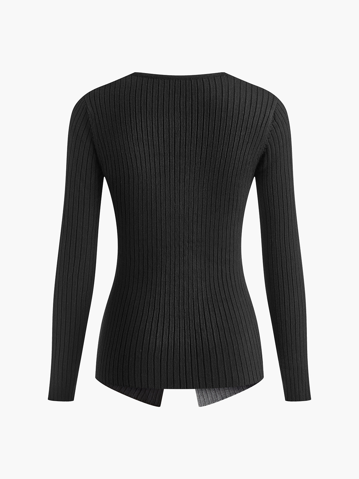 Two Tone Criss Cross Slim Knit Top-Massicos