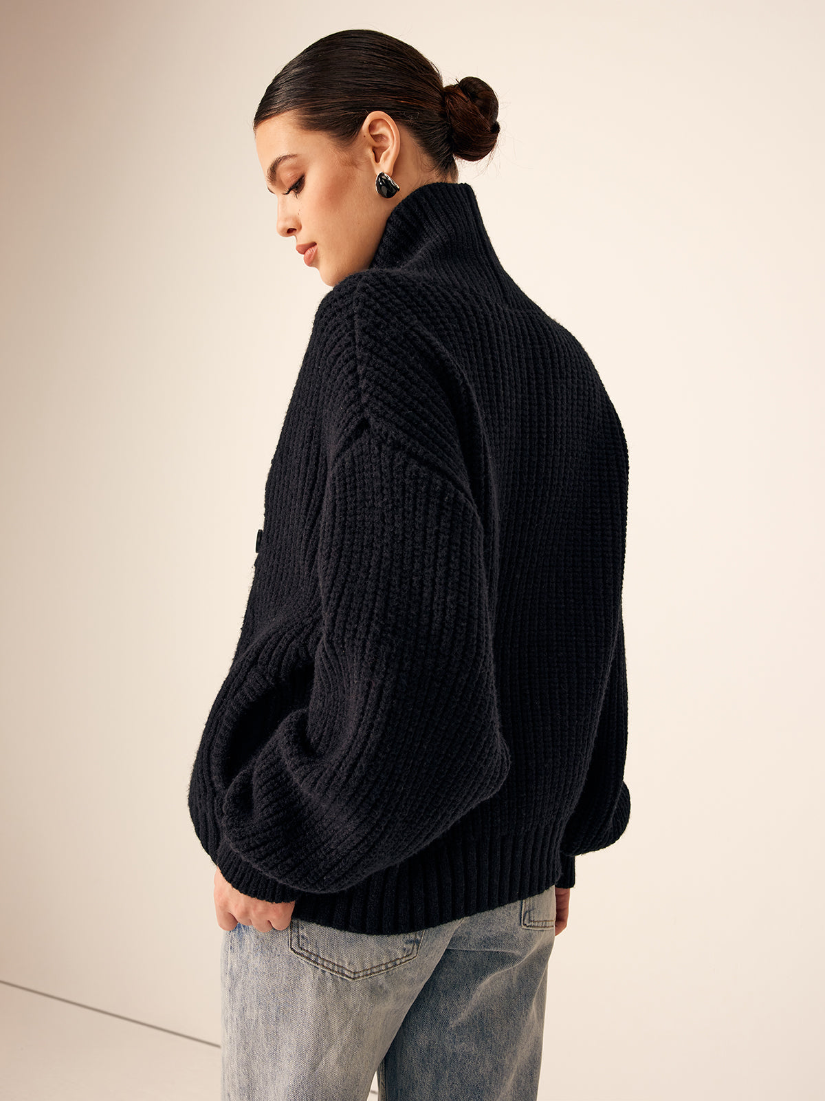 Ribbed Lapel Button Knit Outerwear-Massicos