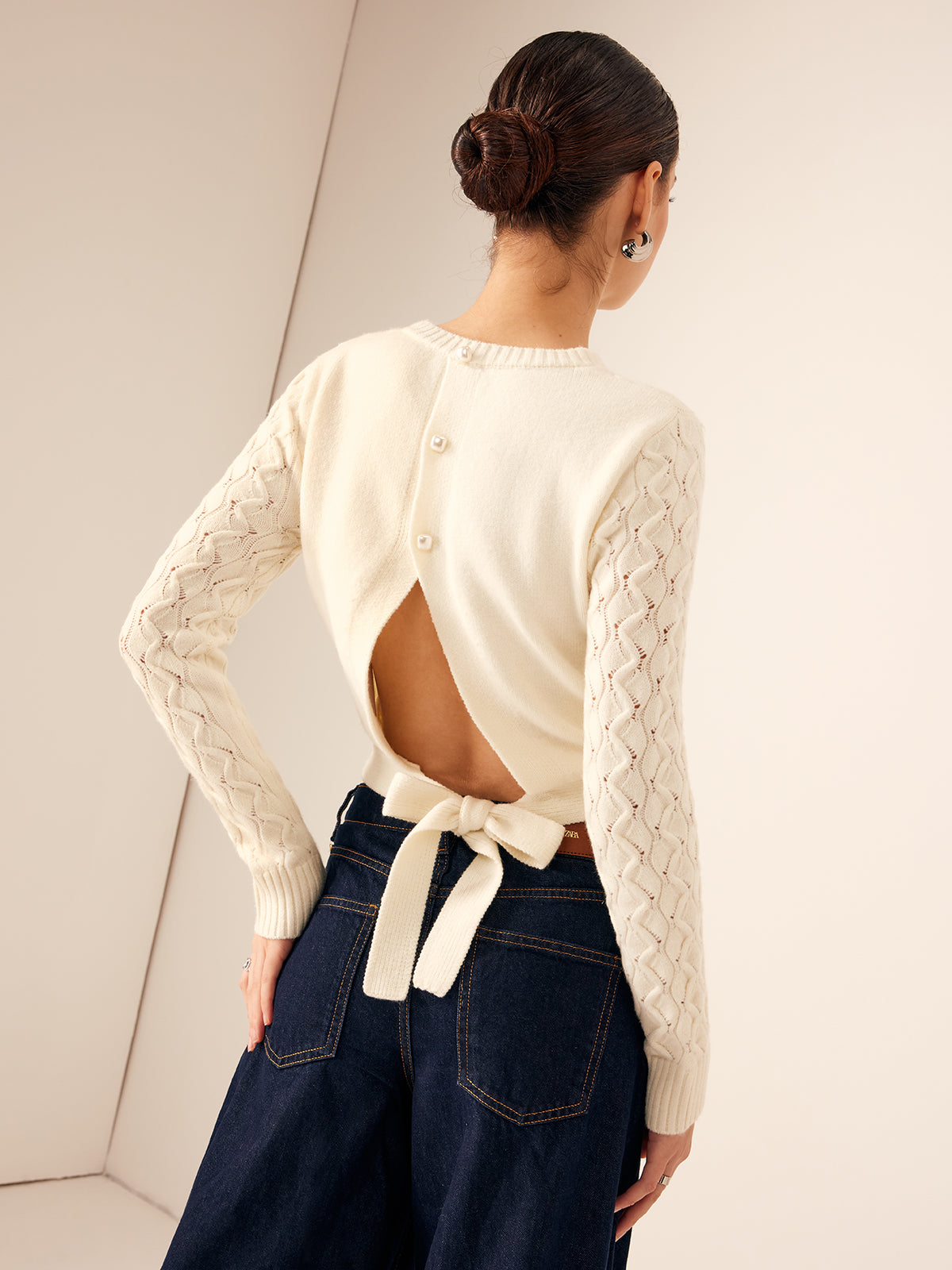 Tie Back Crop Sweater-Massicos