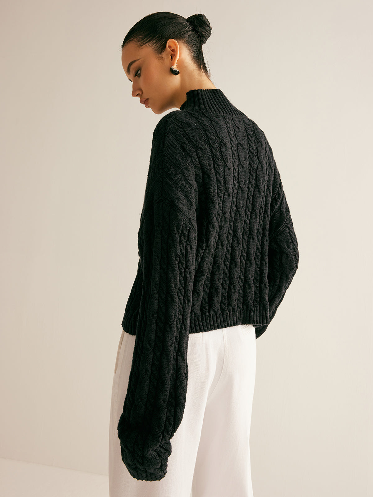 Cotton Keyhole Neckline Knit Top-Massicos