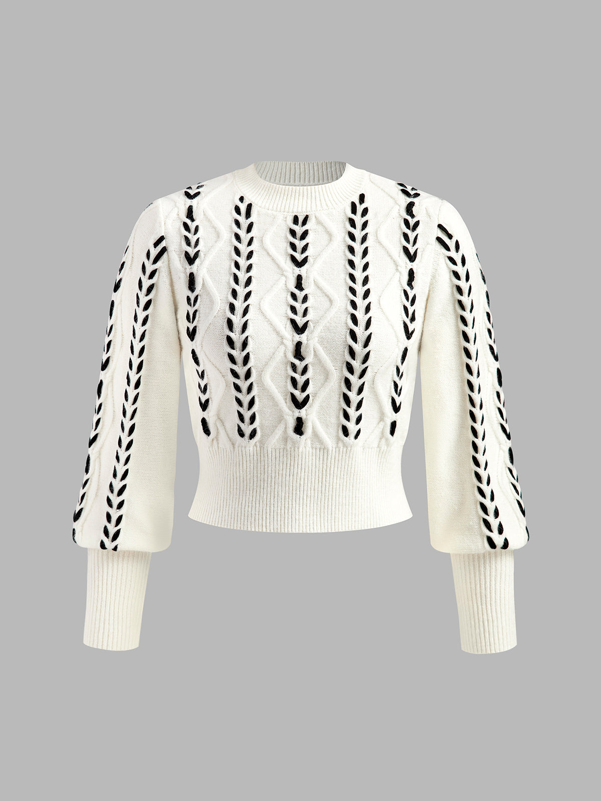 Contrast Binding Cinched Sweater-Massicos