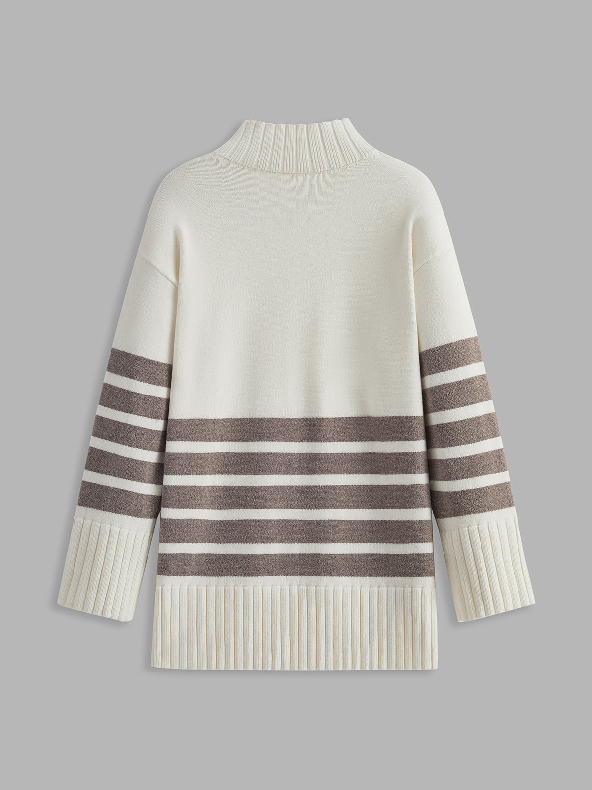 Miss Paris Mock Neck Stripe Sweater-Massicos