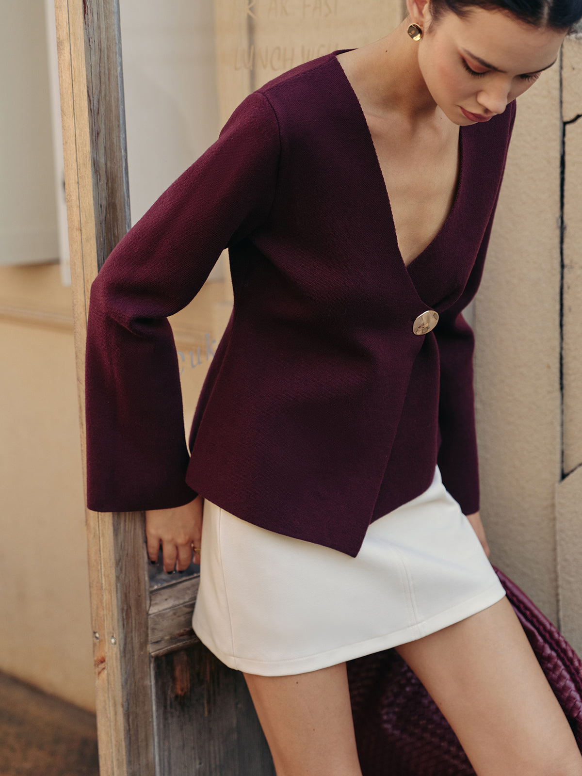 V-Neck Button Warm Cardigan-Massicos