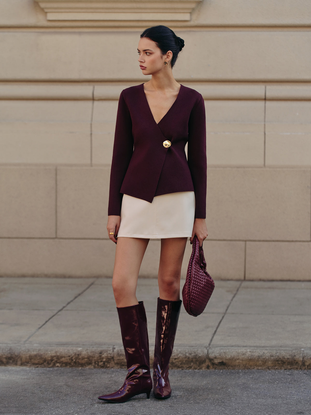 V-Neck Button Warm Cardigan-Massicos