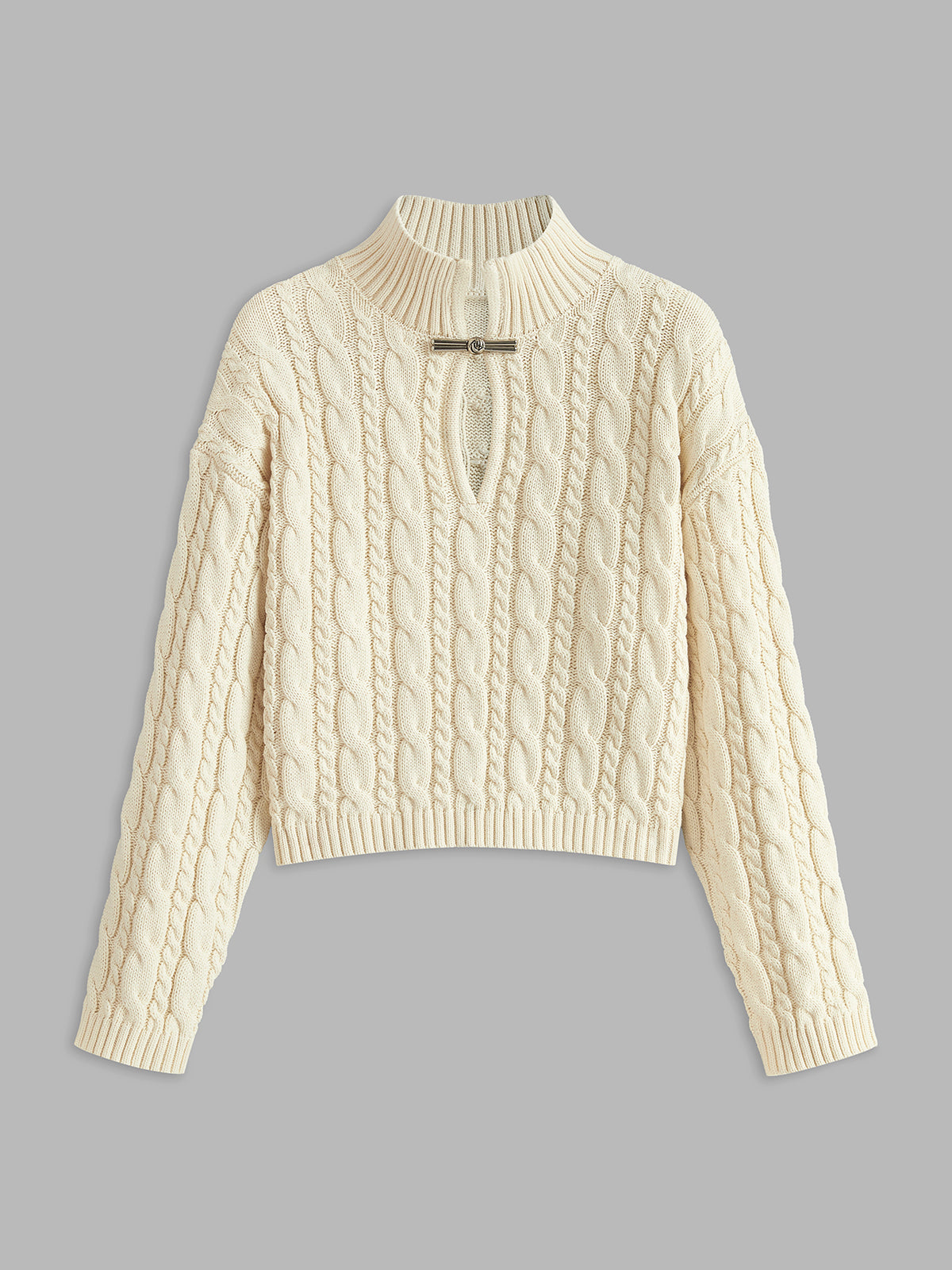 Cotton Keyhole Neckline Knit Top-Massicos