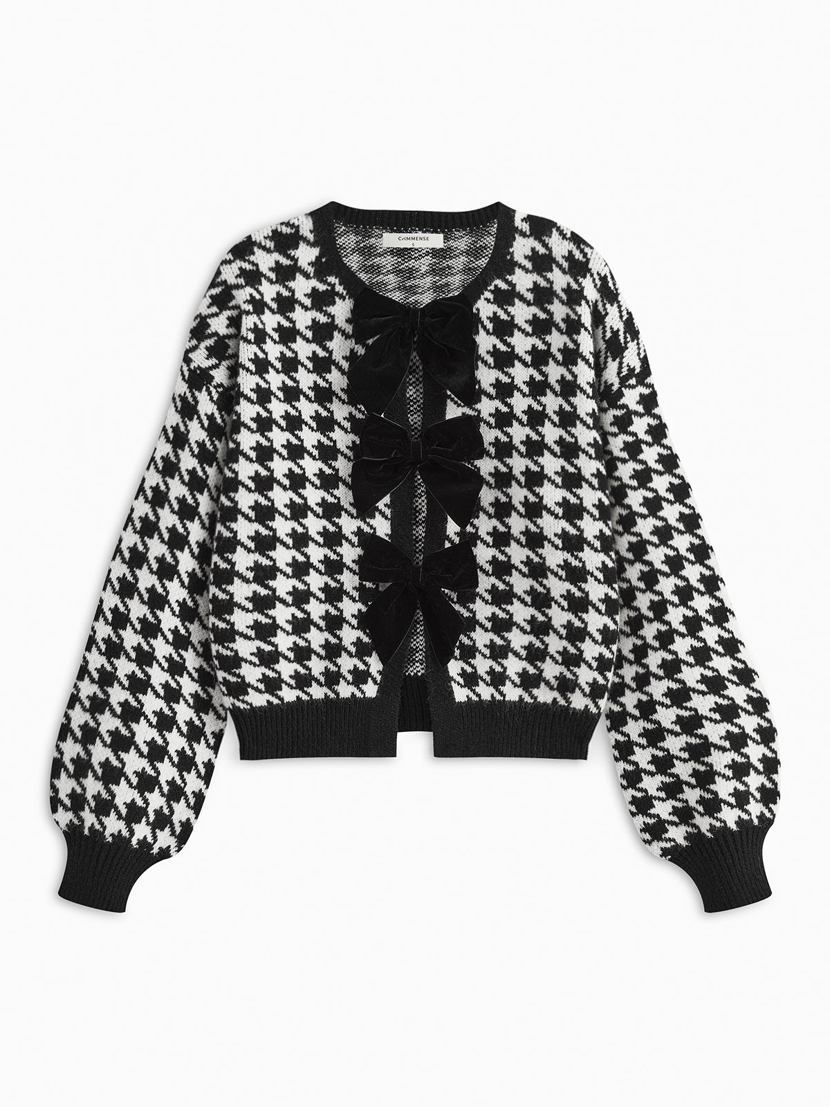 Velvet-Bow Lantern Sleeve Sweater-Massicos