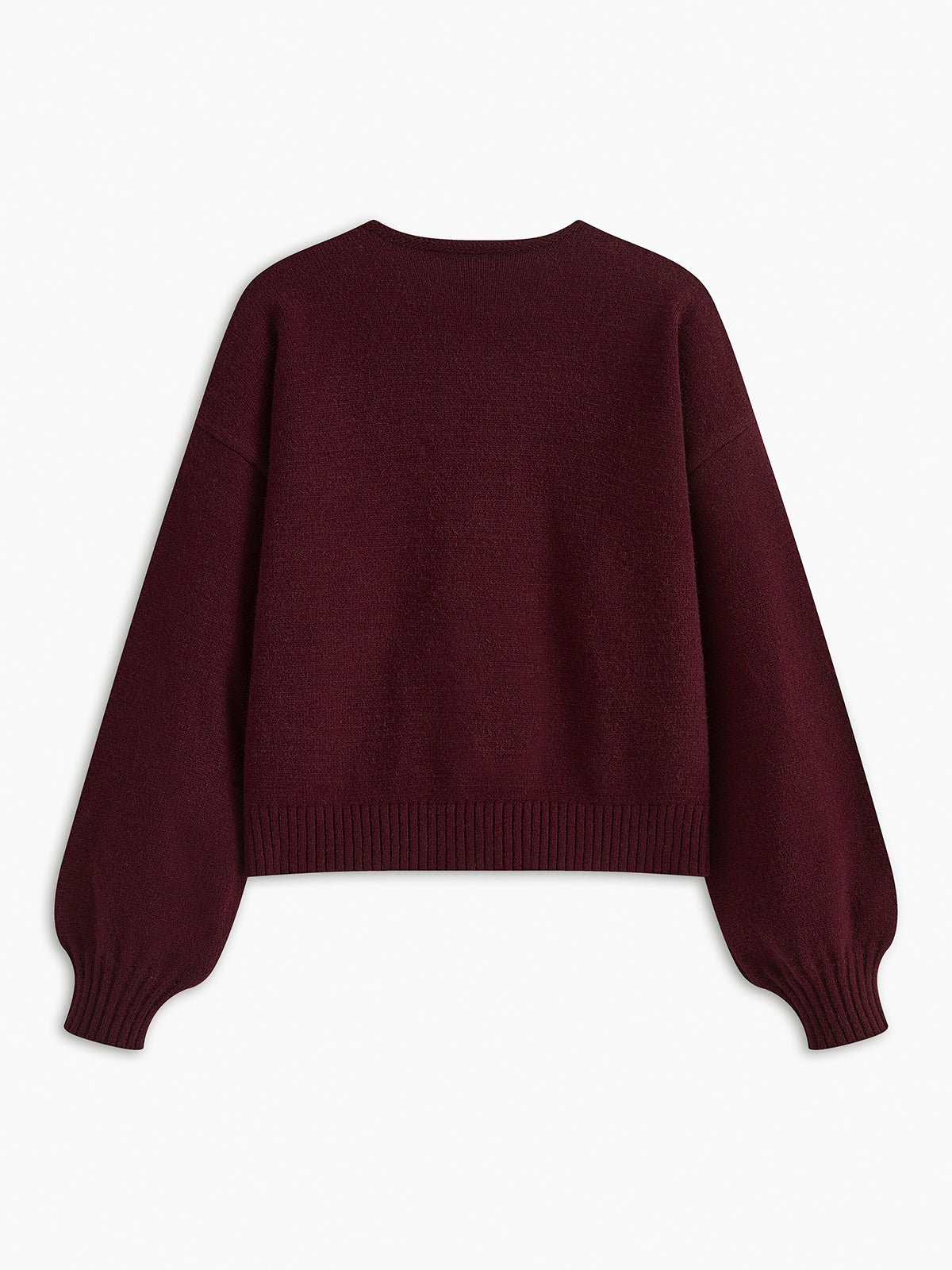 Velvet-Bow Lantern Sleeve Sweater-Massicos