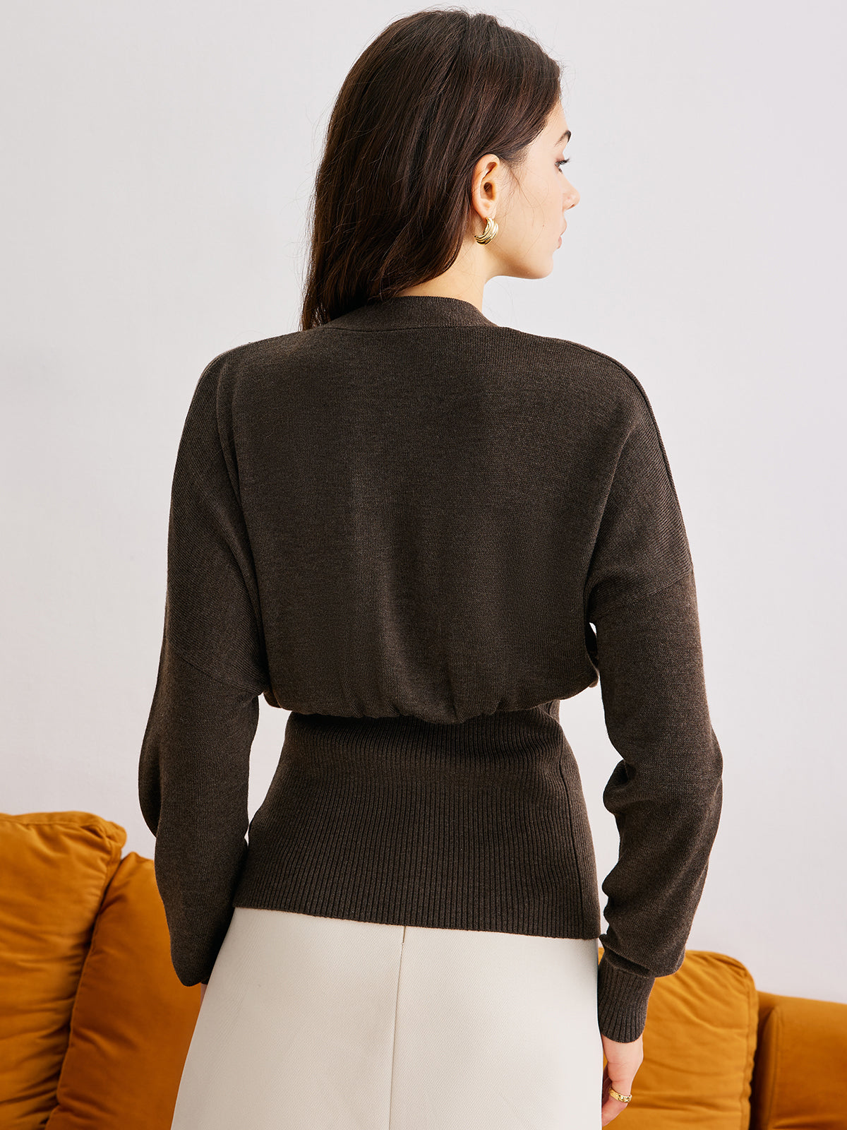 Wool-Blend Cinched Button Knit Outerwear-Massicos