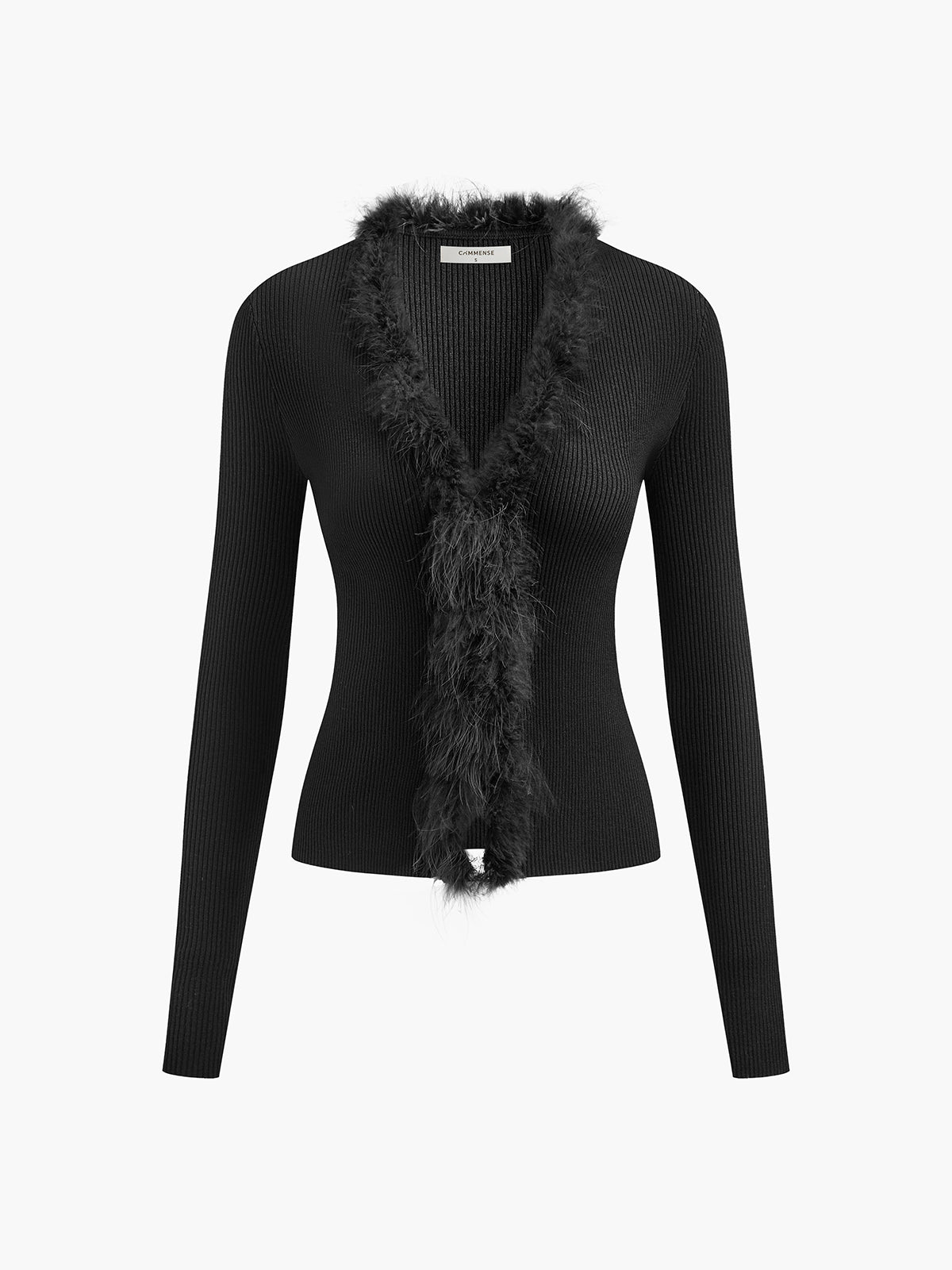 Feather Trim Wool-Blend Slim Sweater-Massicos