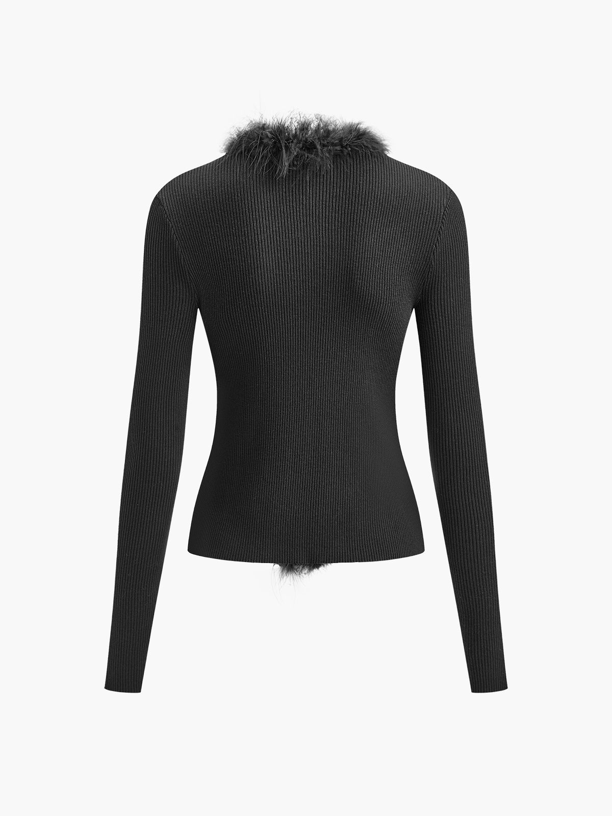 Feather Trim Wool-Blend Slim Sweater-Massicos