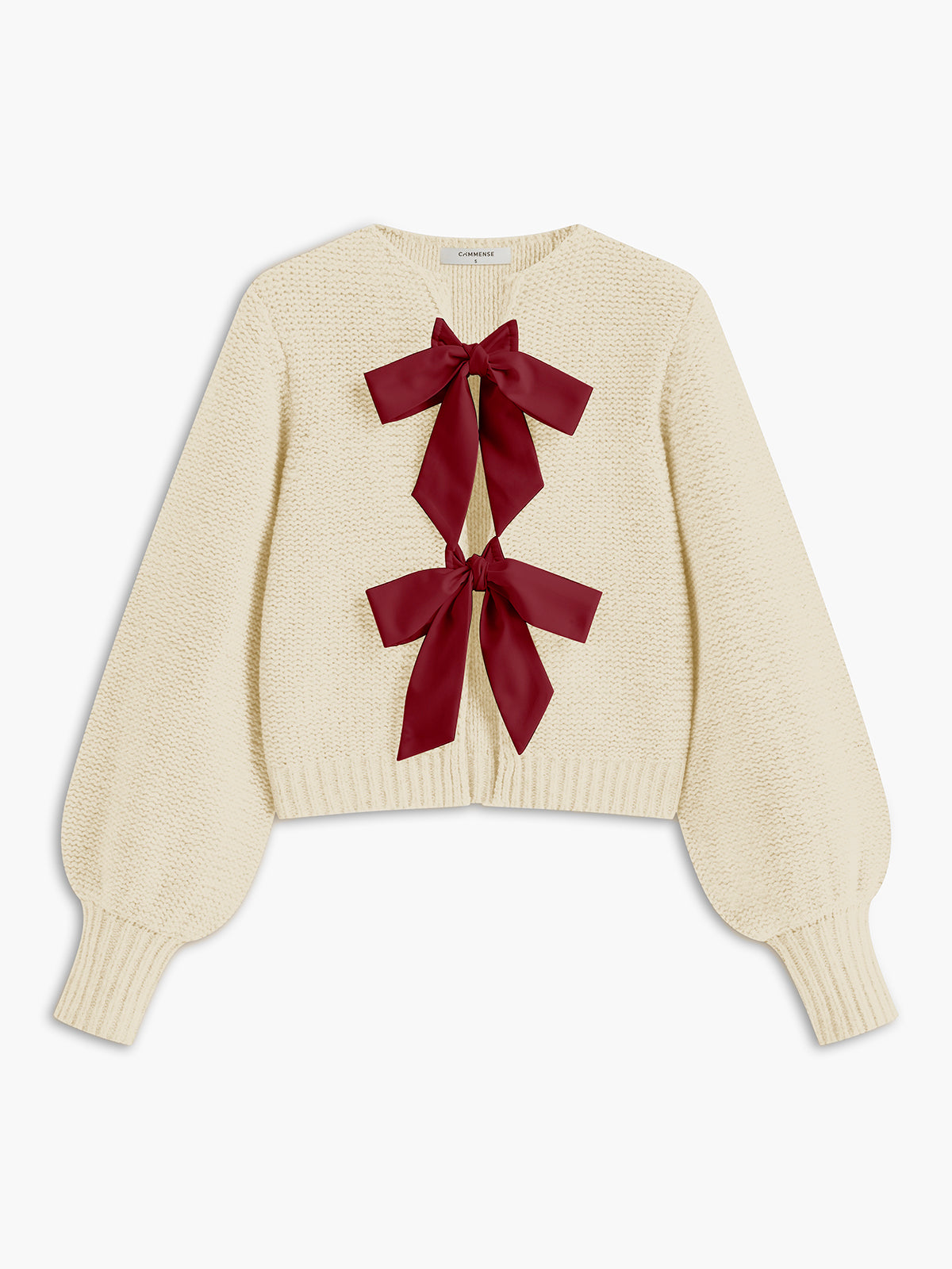 Crew Neck Bow Knit Top-Massicos