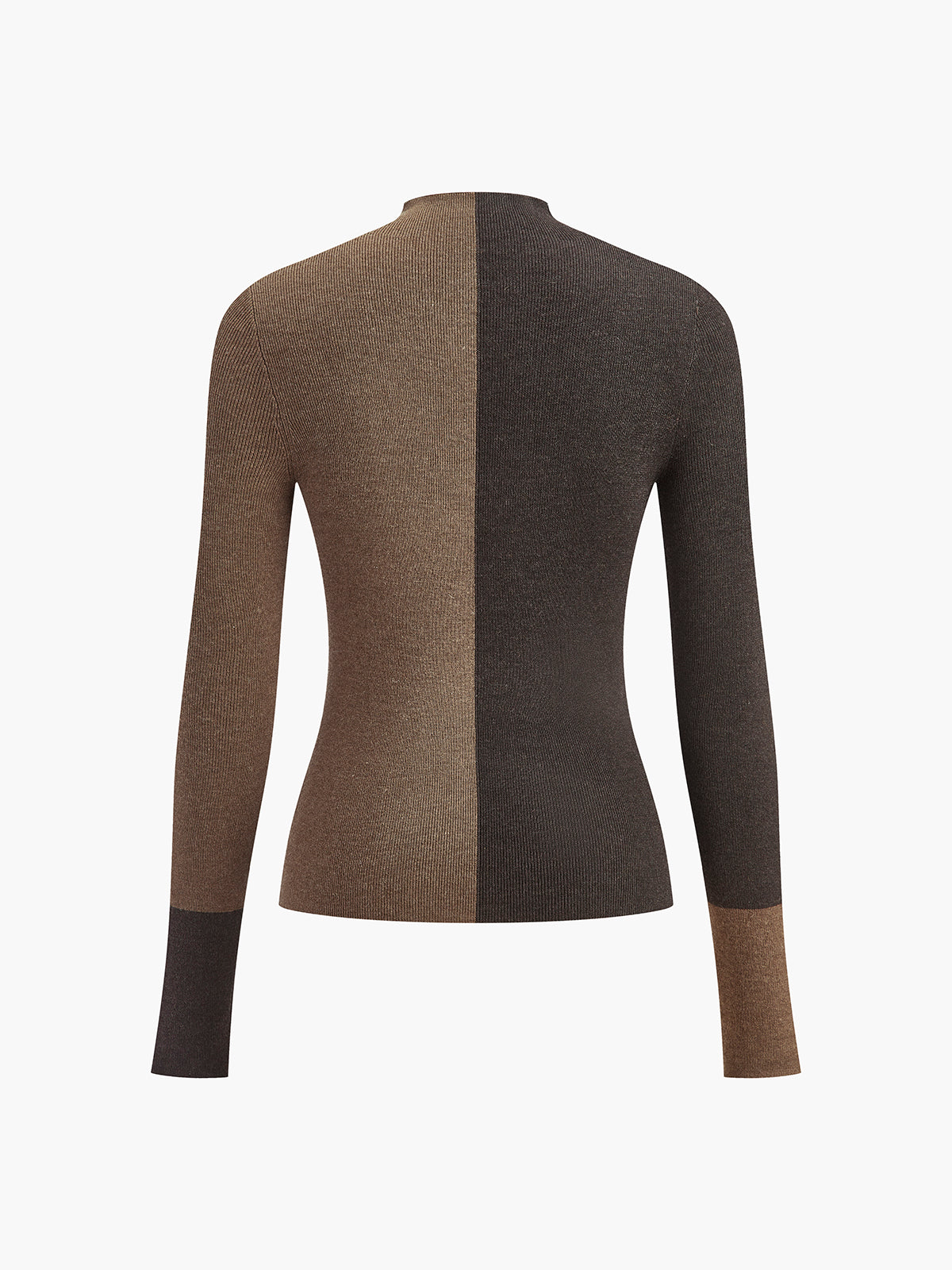 Wool-Blend Two Tone Skinny Knit Top-Massicos