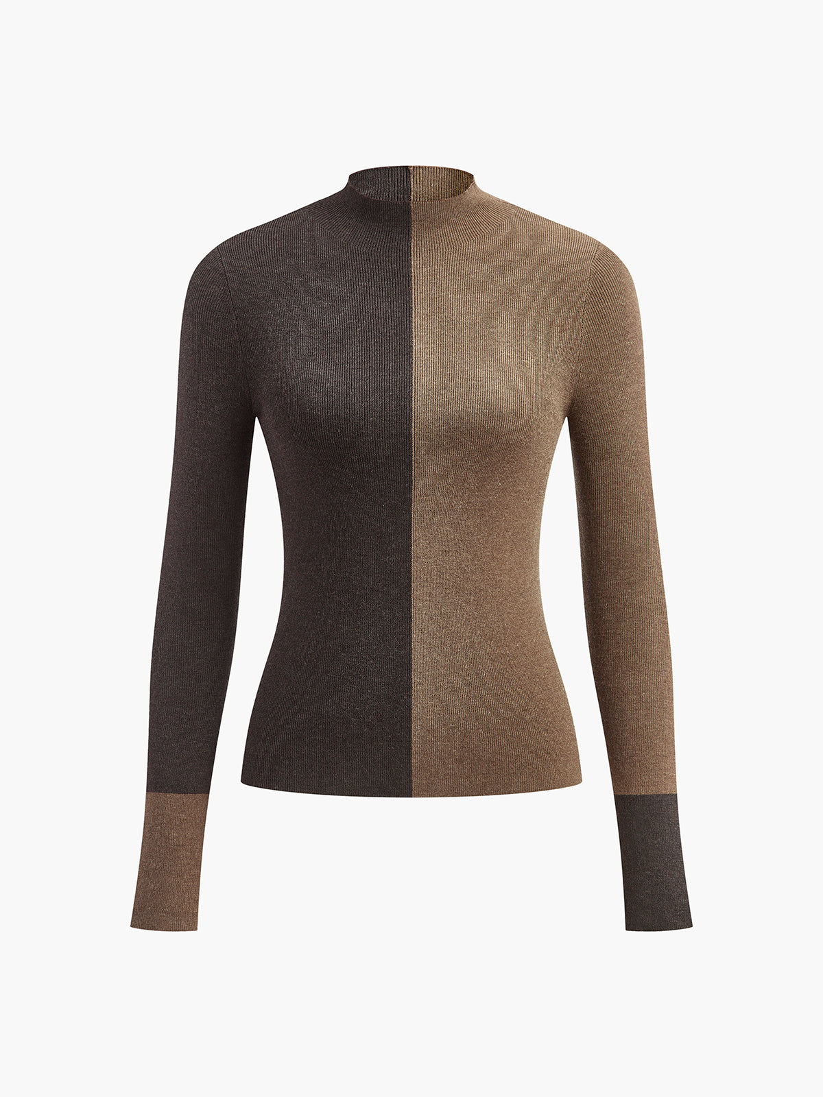 Wool-Blend Two Tone Skinny Knit Top-Massicos