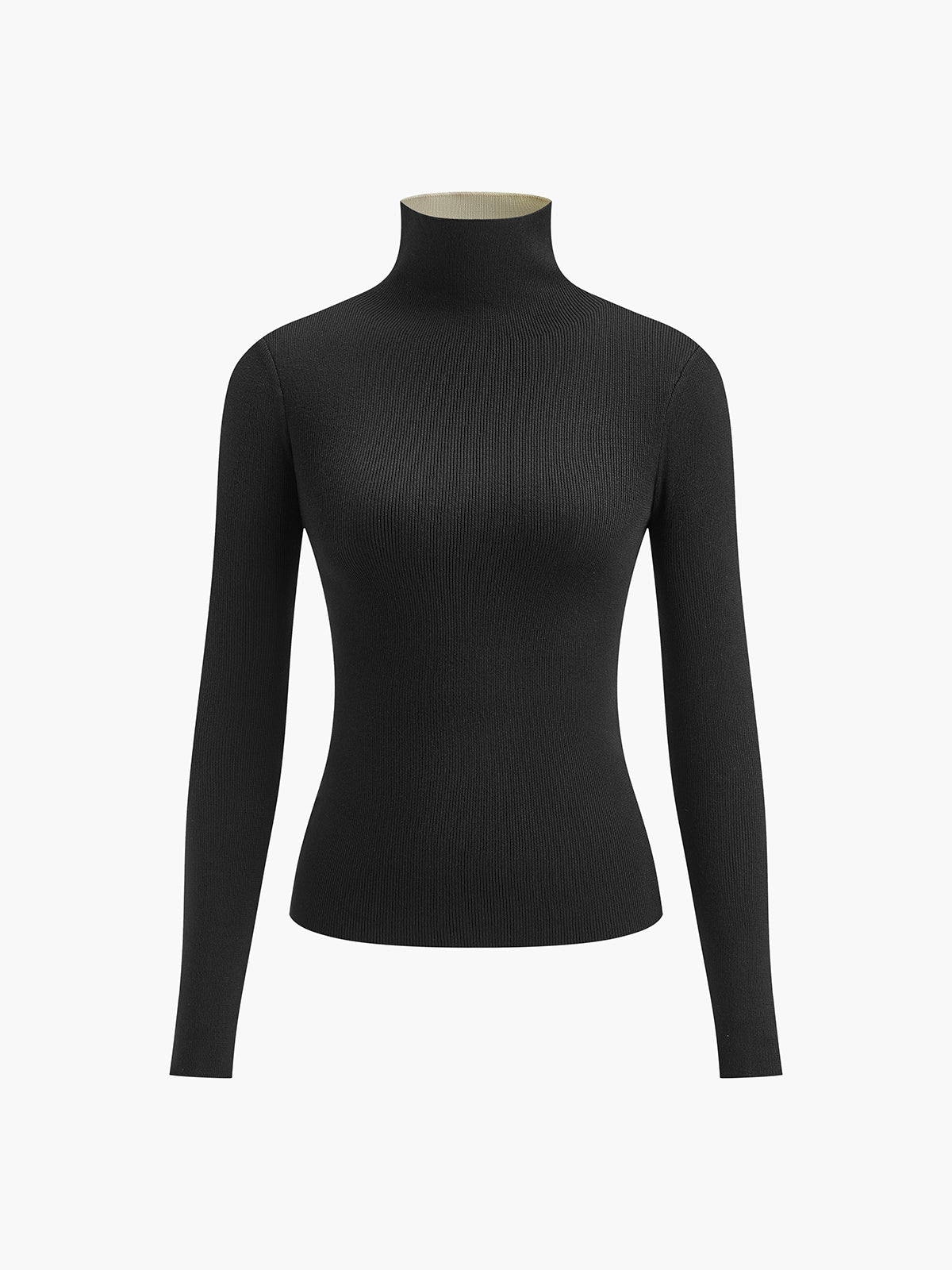 Two Tone Double Sided Long Sleeve Knit Top-Massicos