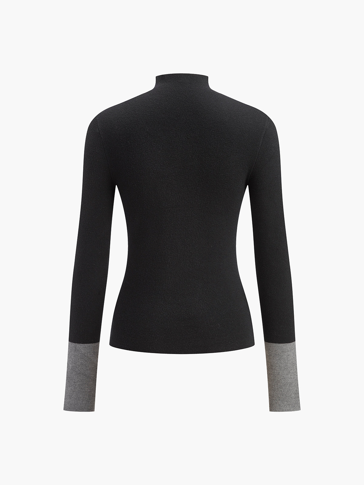 Long Sleeve Contrast Cuff Knit Top-Massicos