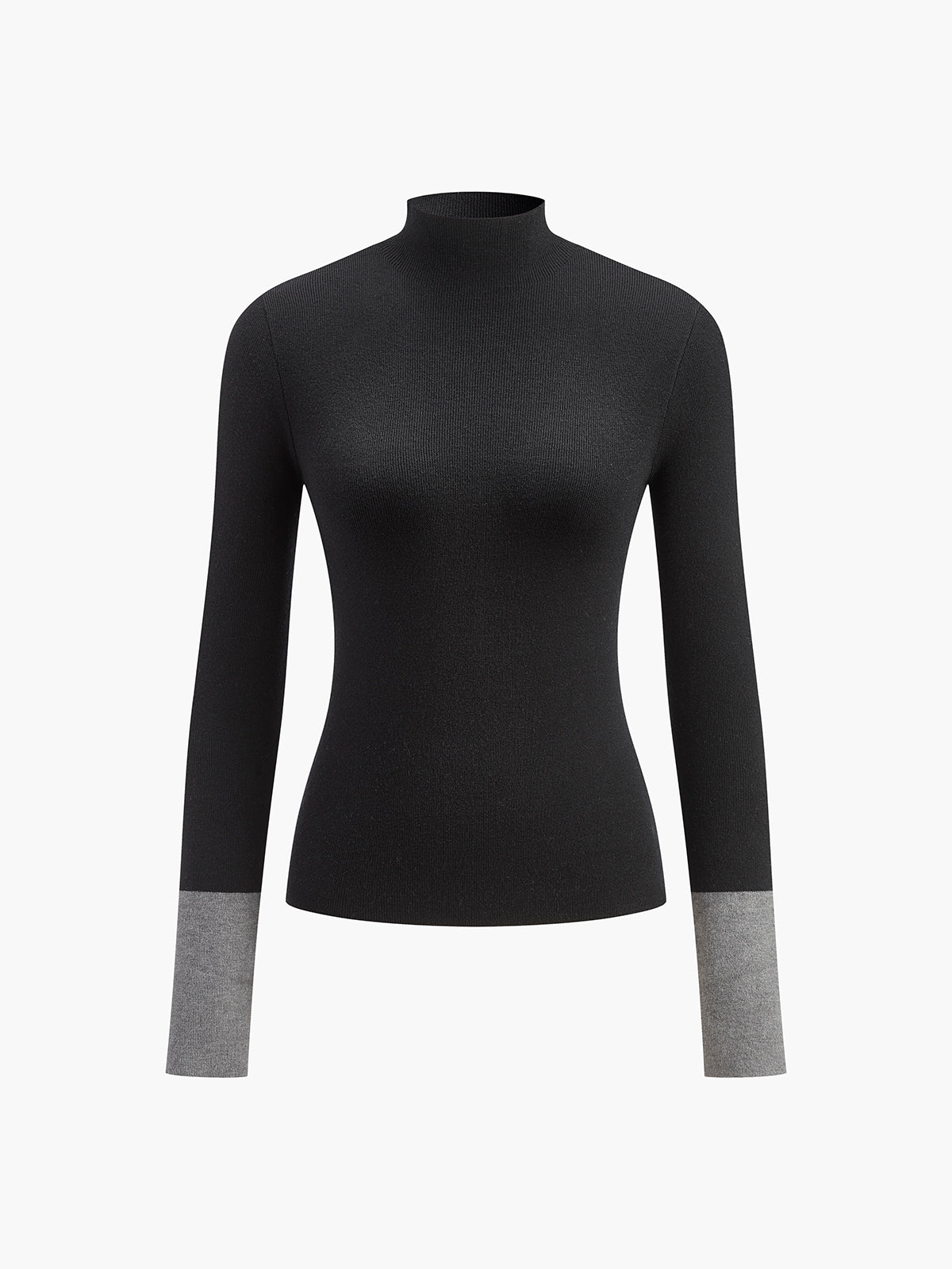 Long Sleeve Contrast Cuff Knit Top-Massicos