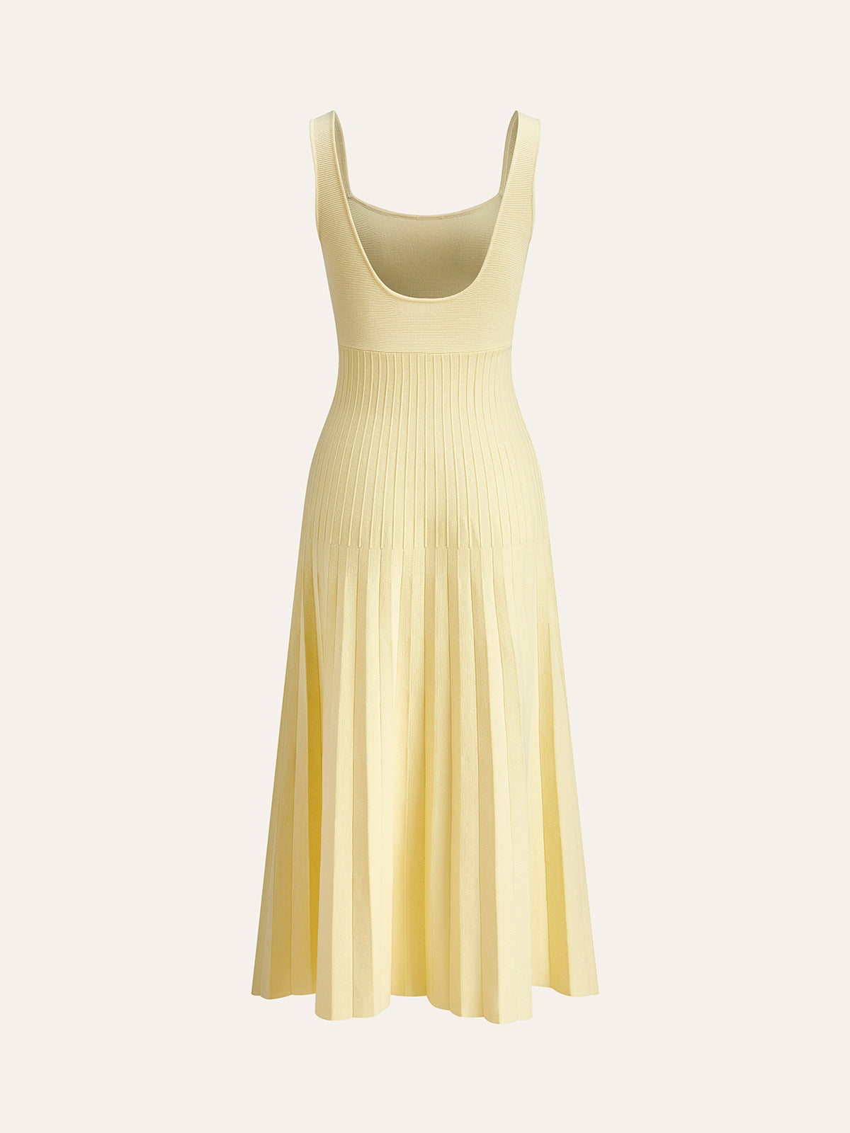 Square-Neck Ribbed Knit Dress-Mesadic