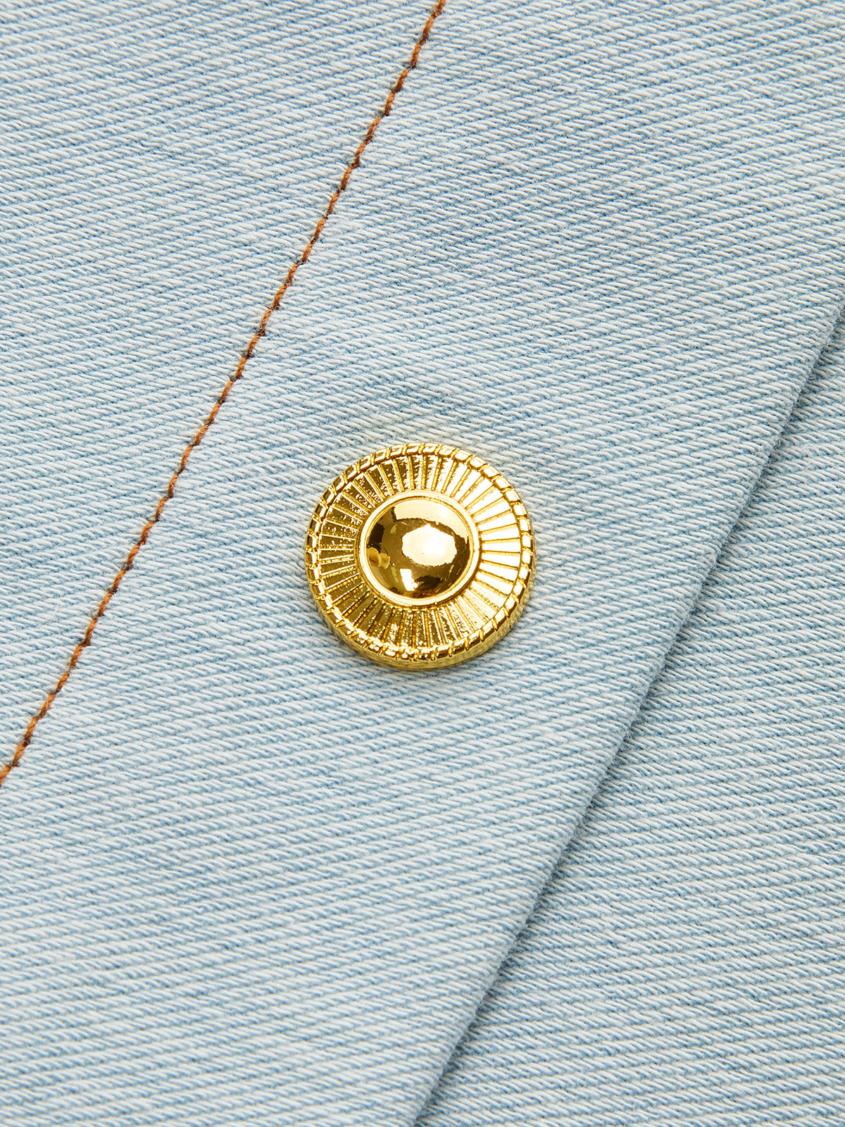 Belted Button-Front Denim Dress-Mesadic