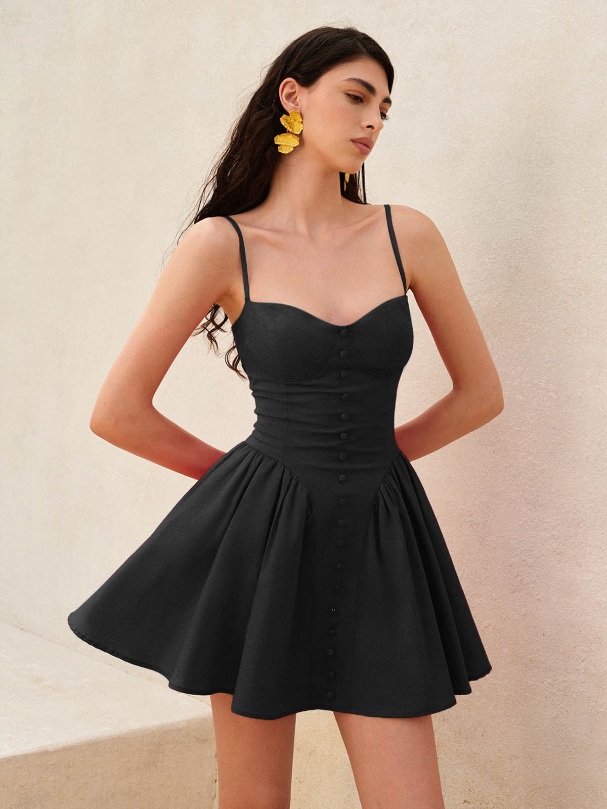 Lace-Up Back Cami Dress-Massicos