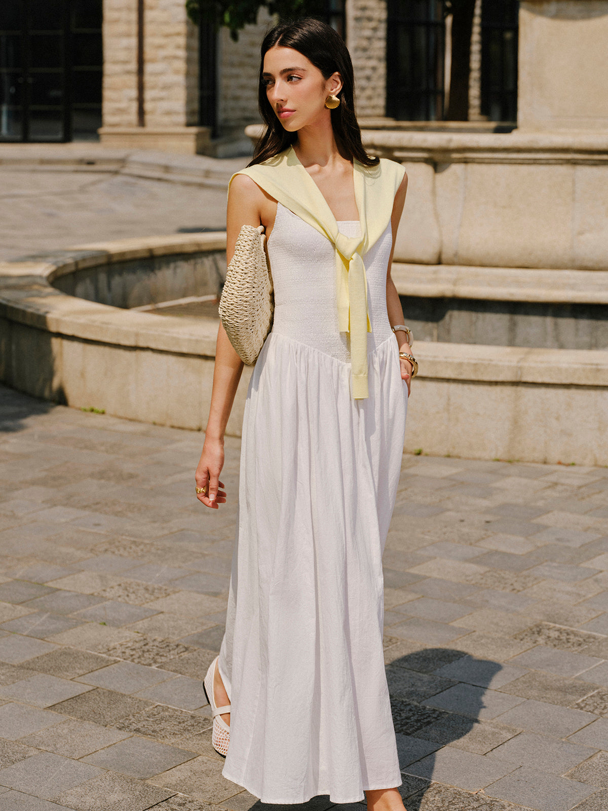 Cotton Pocket Detail Cami Dress-Massicos