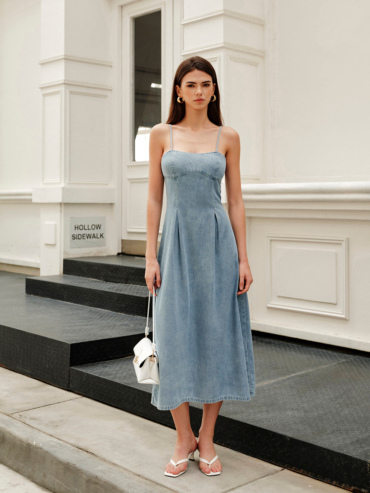 Minimalist Zipper Denim Dress-Mesadic