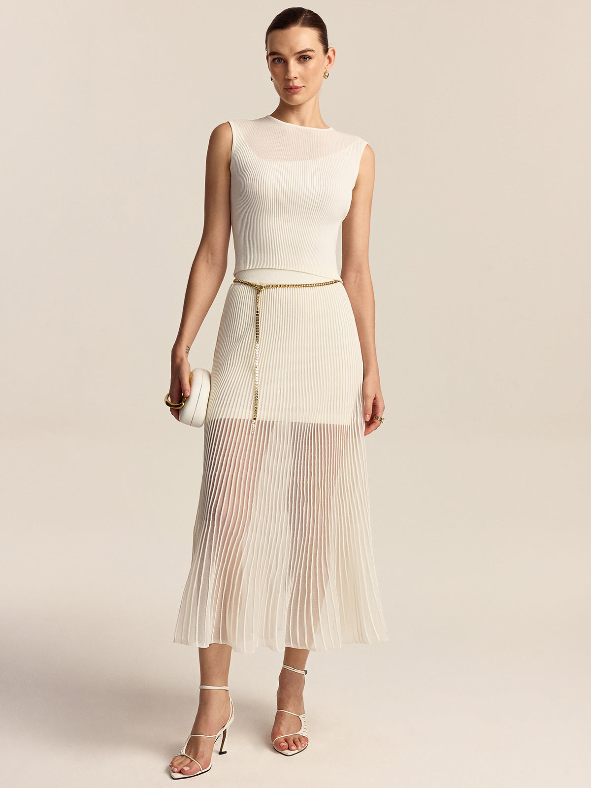 Ribbed Knit Sleeveless Top-Massicos