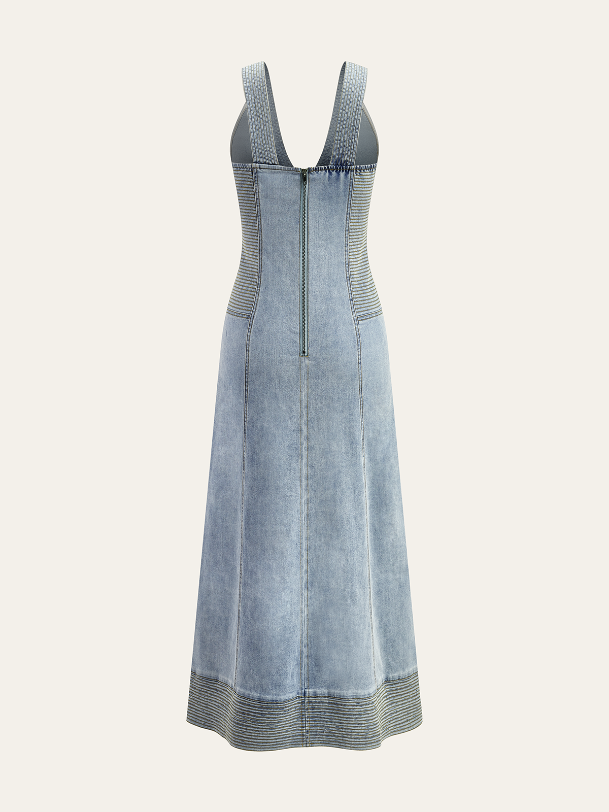 Button-Front Denim Sleeveless Dress-Mesadic